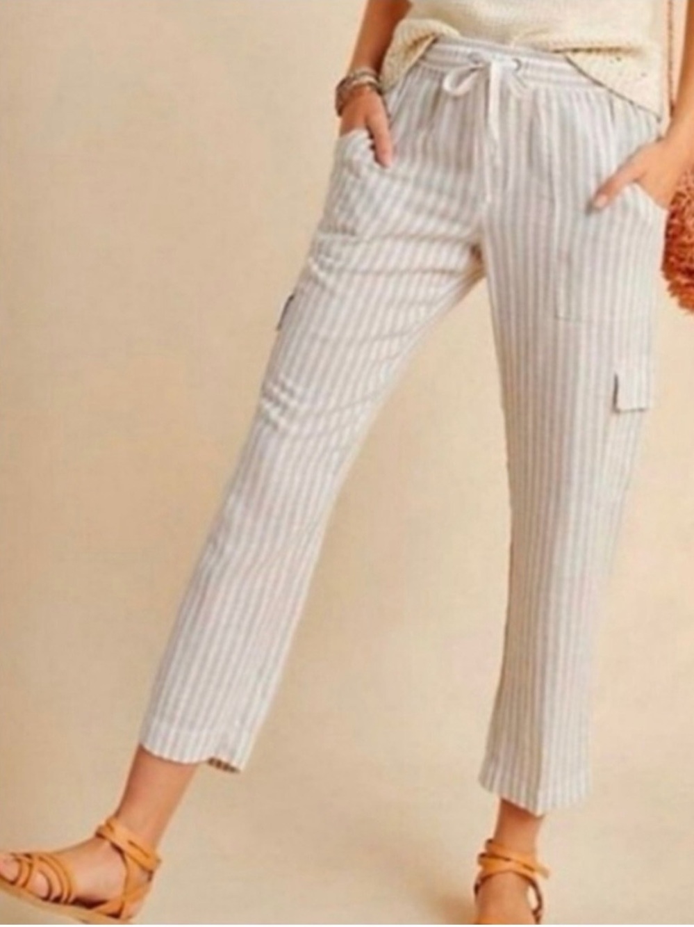 Sanctuary x Anthropologie Striped Linen Cargo Pants
